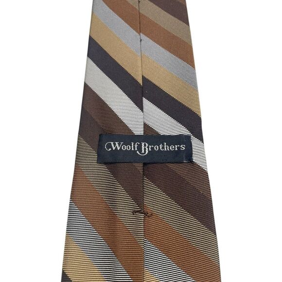 Vintage WOOLF BROTHERS COUNTESS MARA Tie Shades of Brown and Silver, Preowned - Picture 3 of 8
